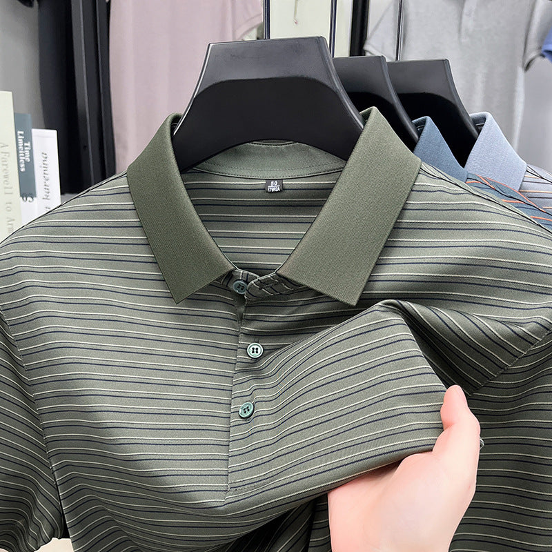 Herren Kurzarm Poloshirt mit innovativem Streifenmuster und atmungsaktiver Technologie Aliams