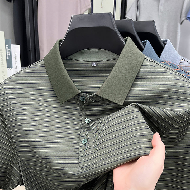 Herren Kurzarm Poloshirt mit innovativem Streifenmuster und atmungsaktiver Technologie Aliams