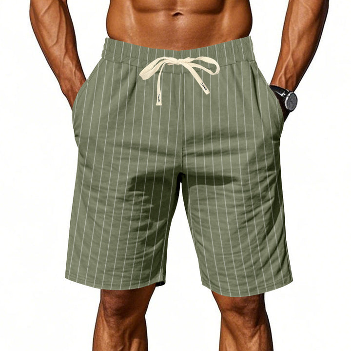 Herren Strandshorts mit vertikalem Streifenmuster und elastischem Kordelzug Aliams