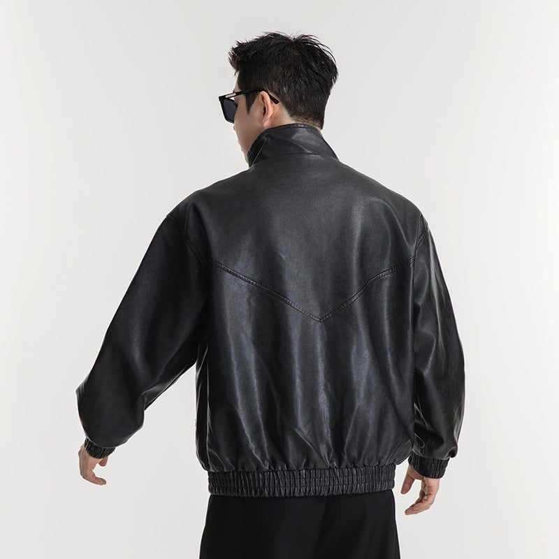 Herren Kunstlederjacke im lässigen Look mit praktischen Pattentaschen Aliams