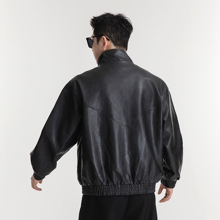 Herren Kunstlederjacke im lässigen Look mit praktischen Pattentaschen Aliams