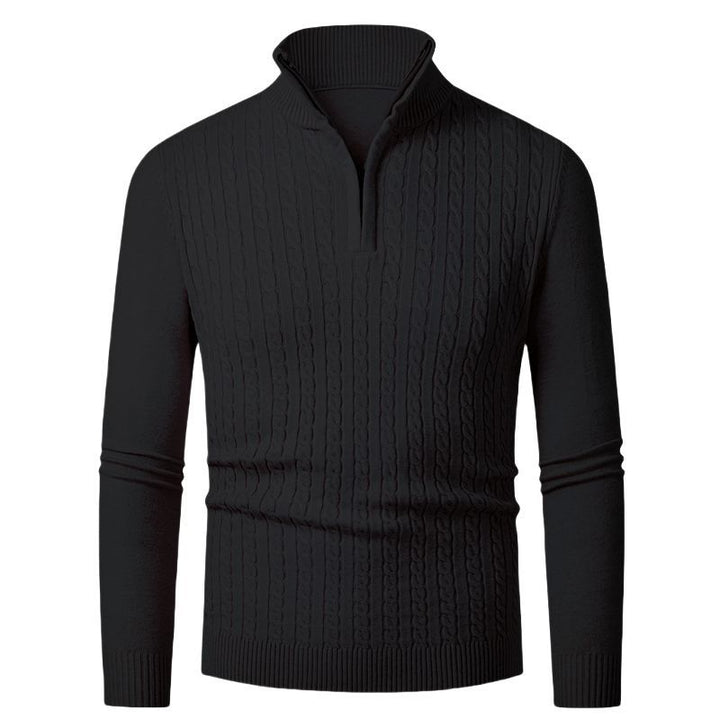 Herren Strickpullover mit modischem Zopfmuster und hochgeschlossenem Kragen Aliams