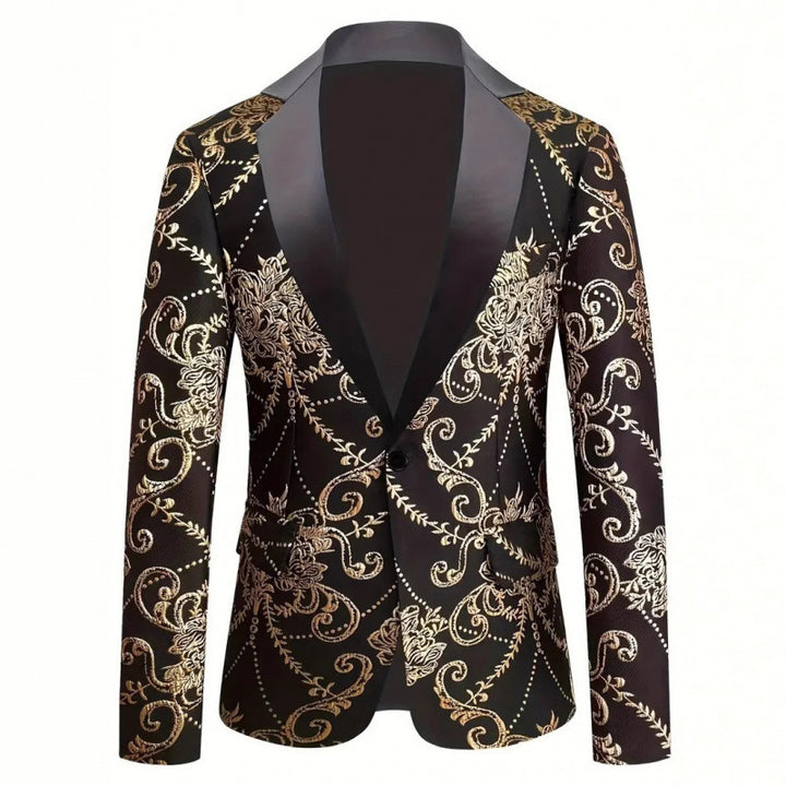 Herren Extravaganter Smoking-Blazer mit floralem Jacquard-Muster Aliams