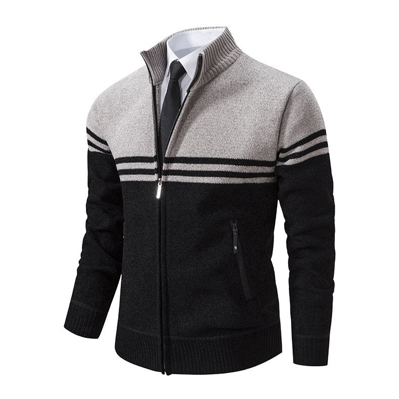 Herren stylische Freizeitjacke mit hohem Kragen und moderner Zipper-Detailierung Aliams