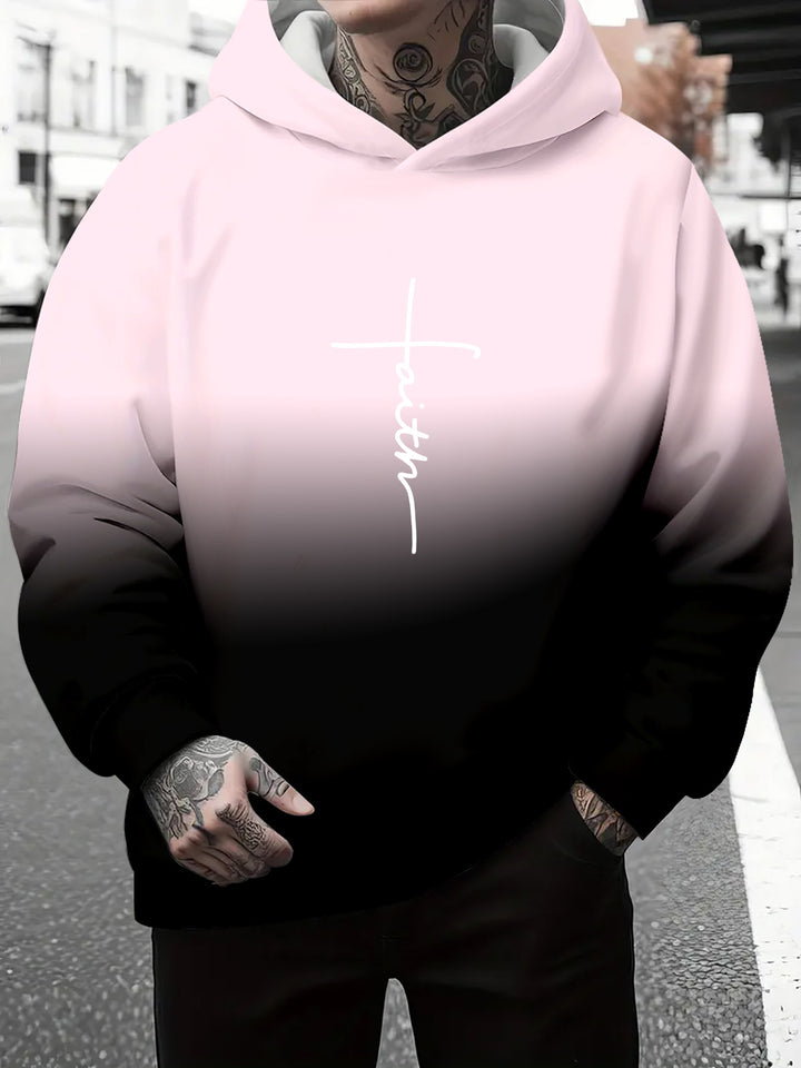 Herren Kapuzenpullover mit subtiler Farbverlauf-Optik und inspirierendem Schriftzug Aliams