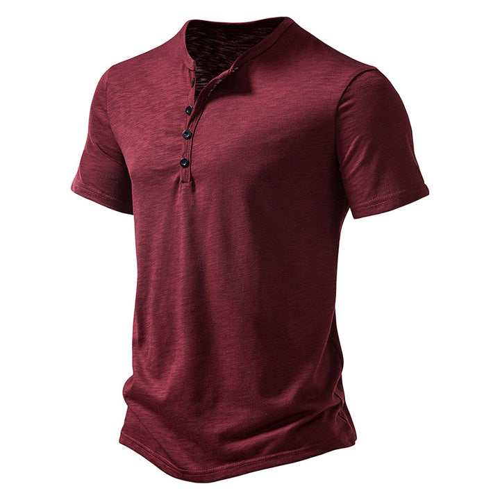 Herren Kurzarm Henley-T-Shirt mit Knopfleiste und atmungsaktivem Material Aliams