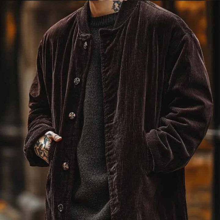 Herren Samtjacke mit Knopfverschluss und praktischen Taschen Aliams