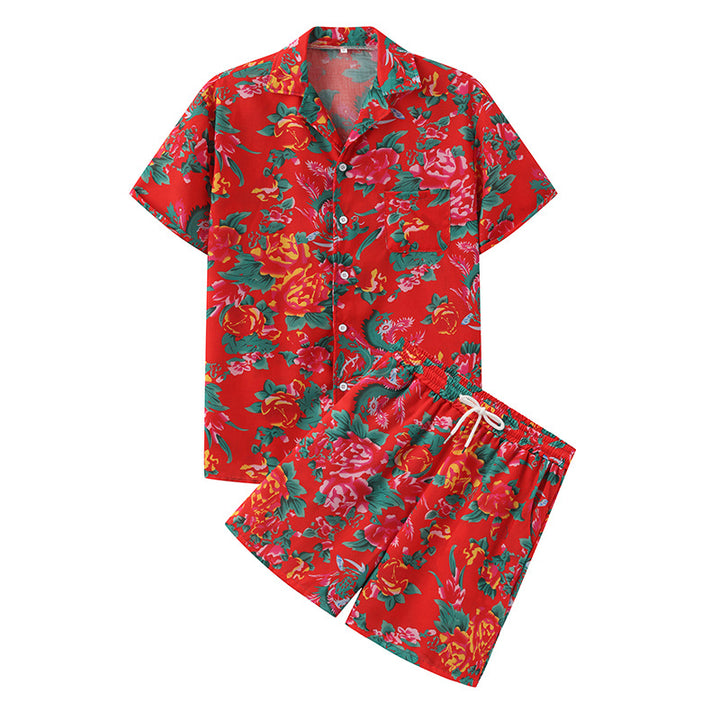 Damen Sommerliches Set mit floralem Kurzarmhemd und Shorts Aliams