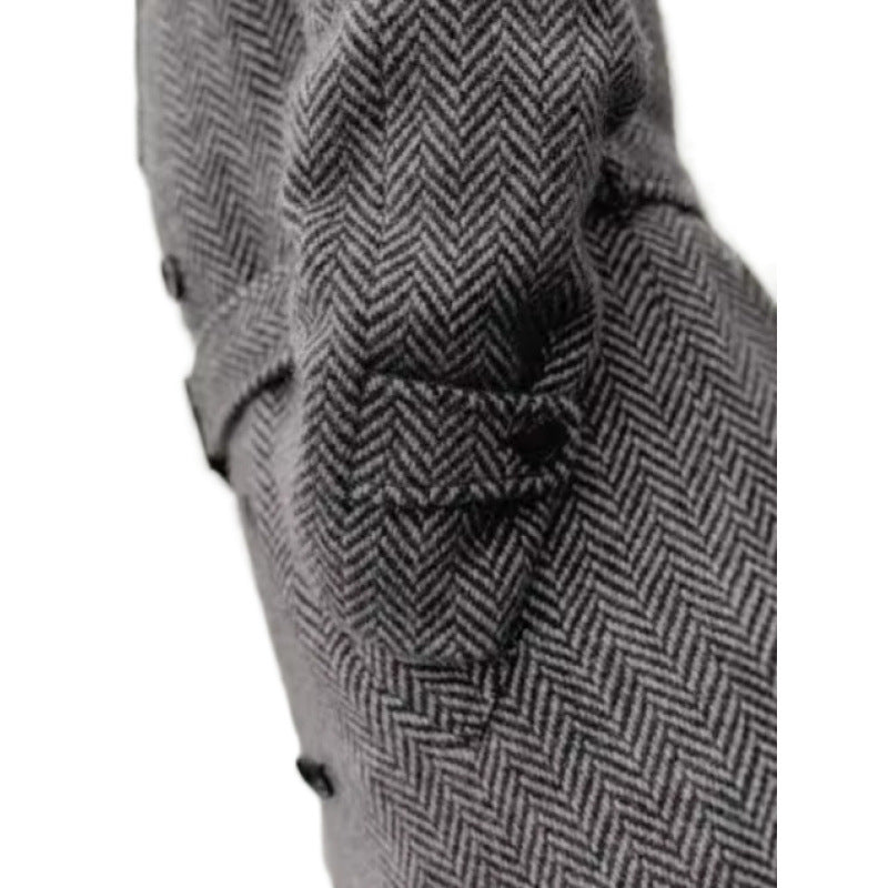 Herren Eleganter Hahnentritt Wollmantel Aliams