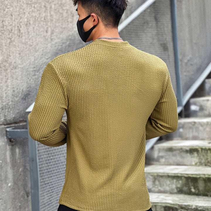 Herren stilvolles Langarmshirt mit strukturierter Oberfläche Aliams