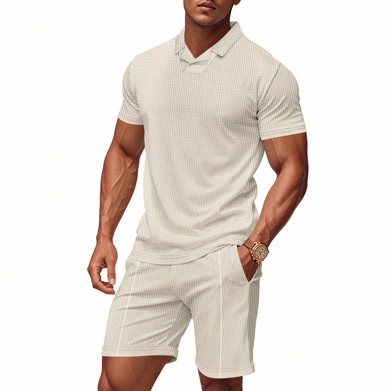 Herren Sportliches Polo- und Shorts-Set mit strukturiertem Design Aliams