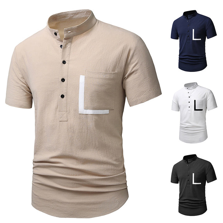 Herren Kurzarm-Henley-Shirt mit praktischem Knopfverschluss Aliams