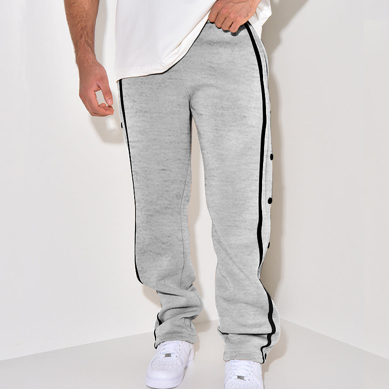 Herren Sportliche Sweatpants mit seitlichen Druckknöpfen und Kontraststreifen Aliams