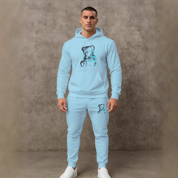 Herren bequemer Hoodie und Jogginghose Set mit einzigartigem Grafikdruck Aliams