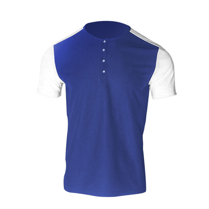 Herren Kurzarm Henley Shirt mit modischen Knöpfen Aliams