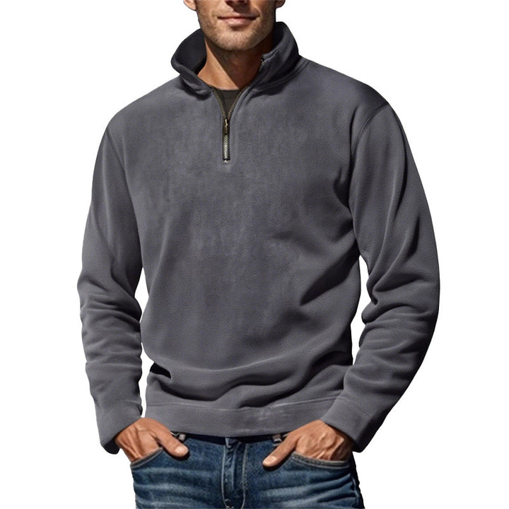 Herren Fleece-Pullover mit halbem Reißverschluss und hohem Kragen Aliams