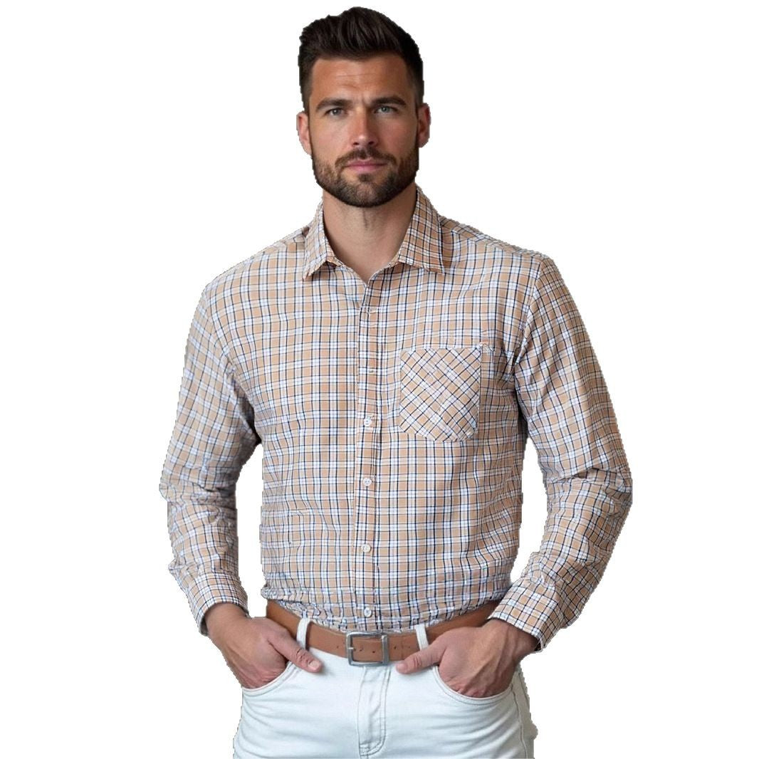 Herren Karierter Langarmhemd mit moderner Passform Aliams