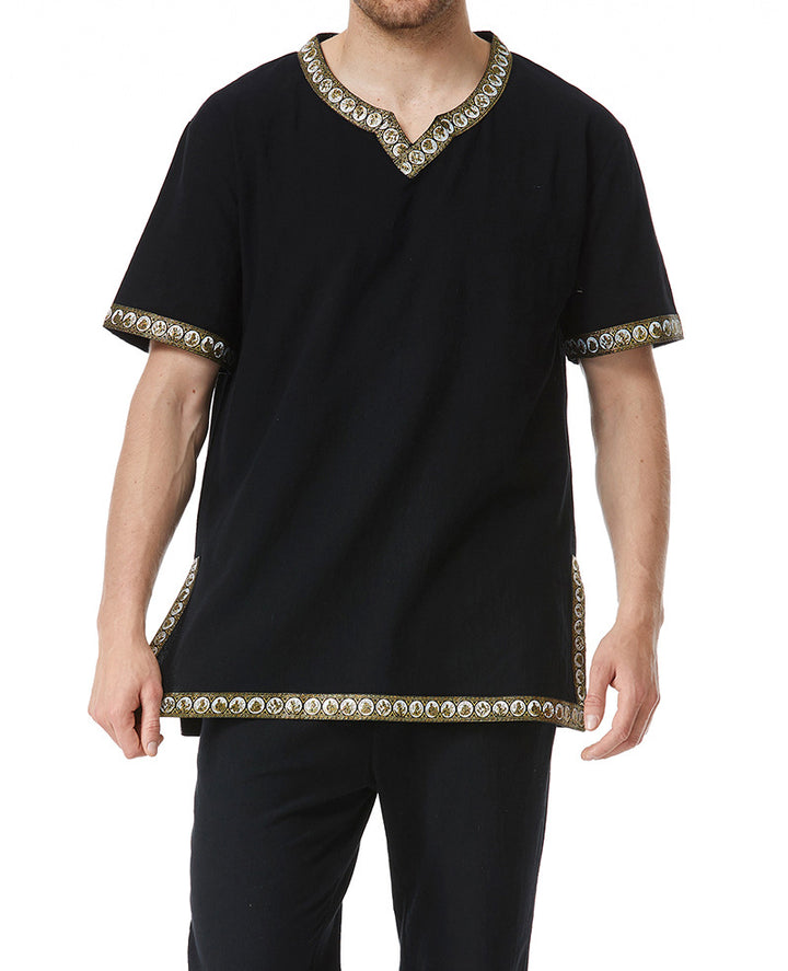 Herren Tunika mit dekorativem V-Ausschnitt und einzigartigem Mustersaum Aliams