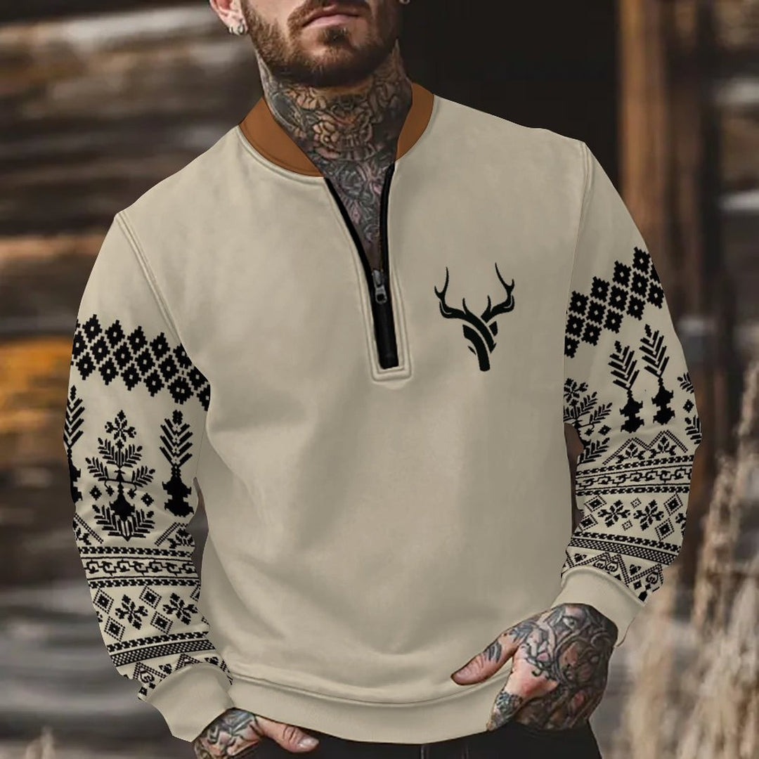 Herren Sweatshirt mit modernem Reißverschluss und traditionellem Design Aliams