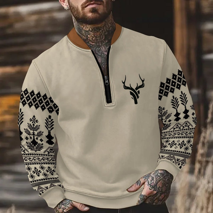 Herren Sweatshirt mit modernem Reißverschluss und traditionellem Design Aliams