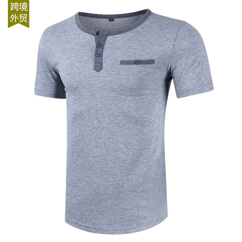 Herren Kurzarm-Henley Shirt mit strukturiertem Kragen Aliams
