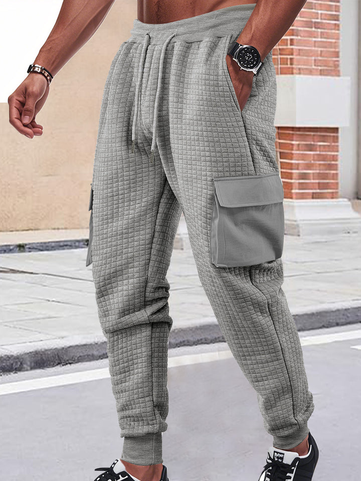 Herren Cargo-Jogginghose mit strukturierter Waffelstruktur und seitlichen Taschen Aliams