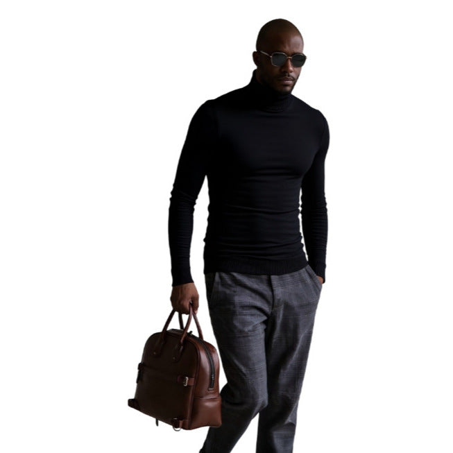 Herren rollkragen pullover mit feiner Struktur Aliams