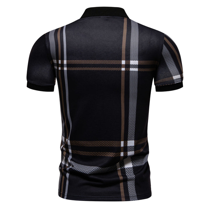 Herren kurzärmeliges Polohemd mit stilvollem Karomuster und elastischem Schnitt Aliams