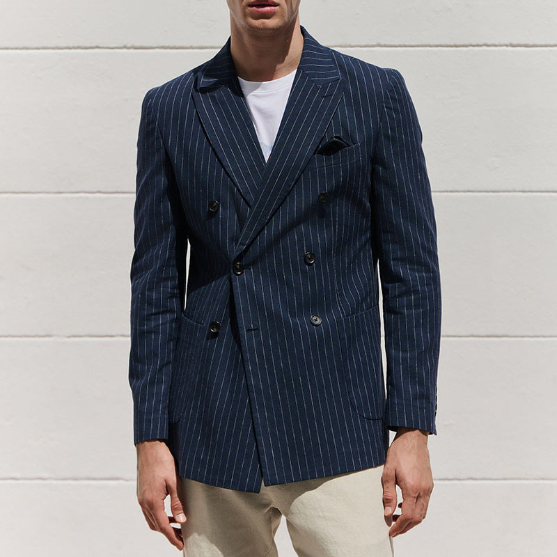 Herren Doppelreiher Blazer mit feinen Nadelstreifen Aliams