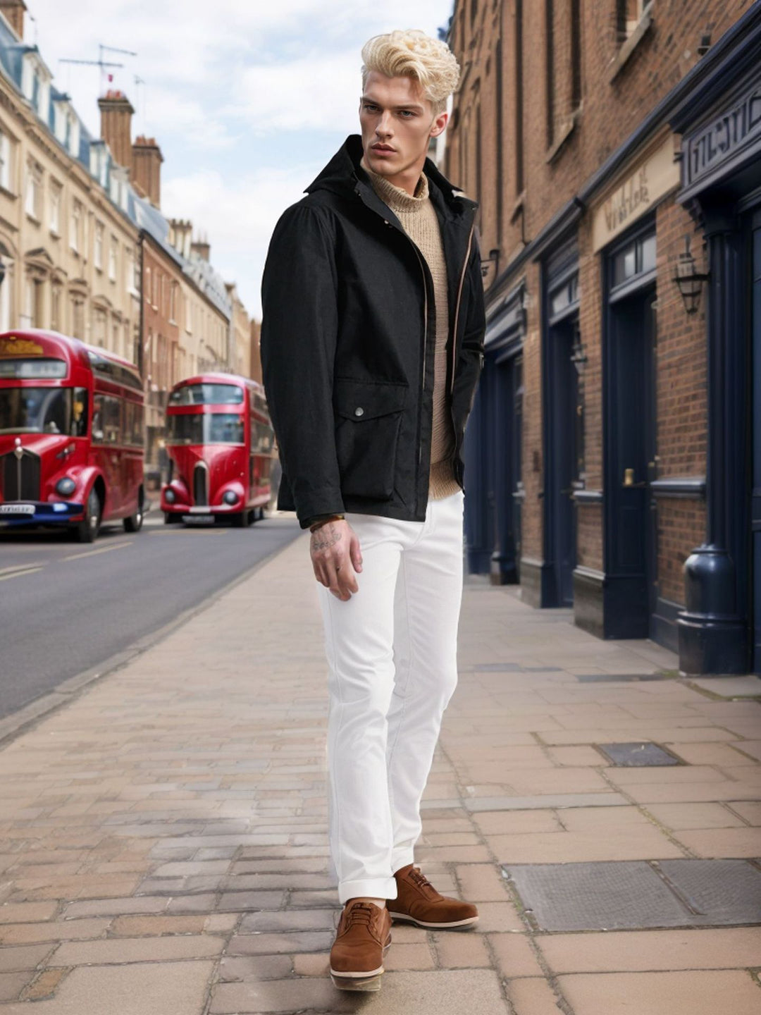 Herren funktionale Übergangsjacke mit verstellbarem Kapuzenkragen Aliams