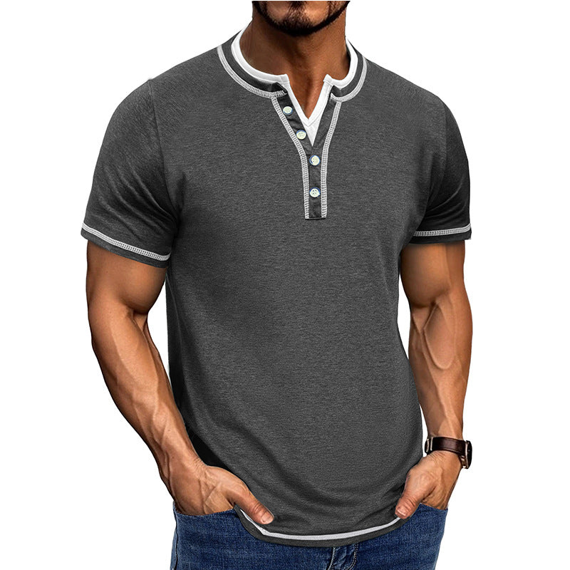 Herren Kurzarm-Henley-Shirt mit edler Knopfleiste und bequemen Schnitt Aliams