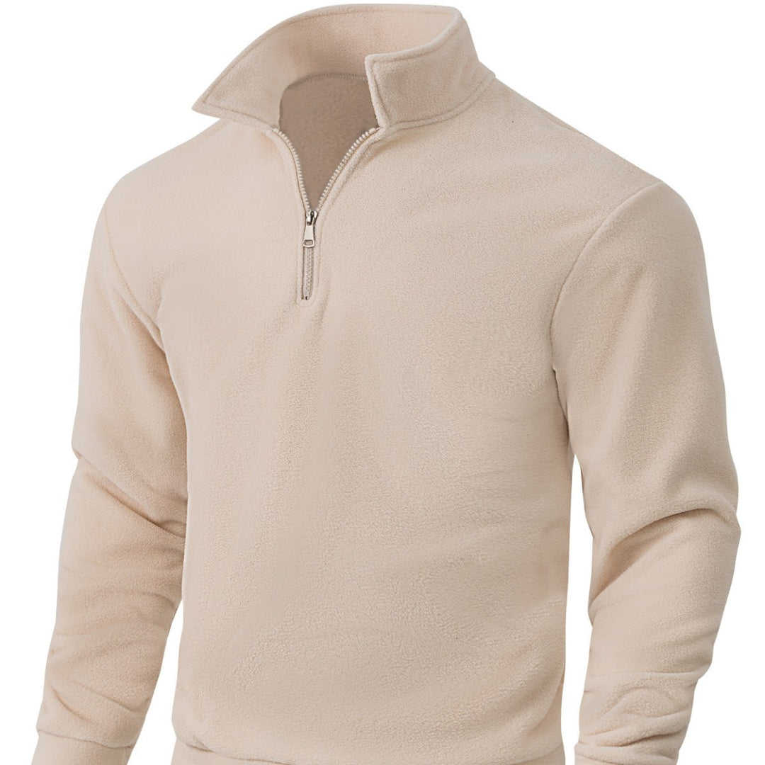 Herren Fleece-Pullover mit halbem Reißverschluss und hohem Kragen Aliams