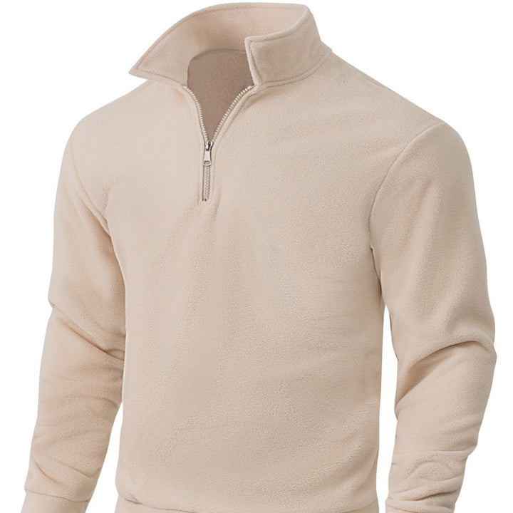Herren Fleece-Pullover mit halbem Reißverschluss und hohem Kragen Aliams