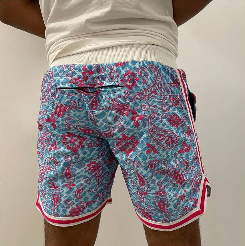 Herren Sportliche Badeshorts mit modischem Paisleymuster und elastischem Bund Aliams