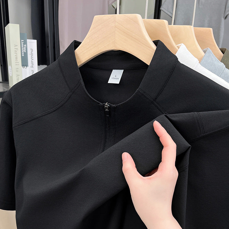 Herren Kurzarm Funktionsshirt mit Reißverschluss und atmungsaktiver Technologie Aliams