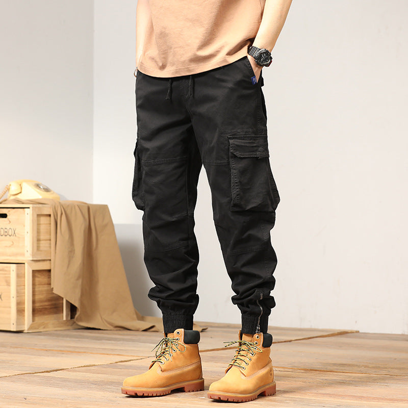 Herren vielseitige Maxcargo-Hose im urbanen Stil mit elastischem Bund und mehreren Taschen Aliams