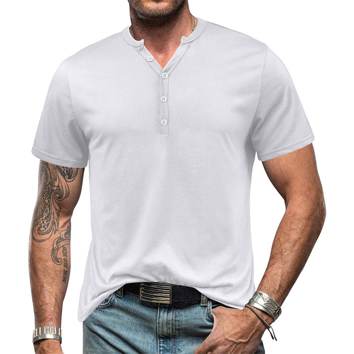 Herren Kurzarm Henley-Shirt mit strukturierter Knopfleiste und modernem Design Aliams