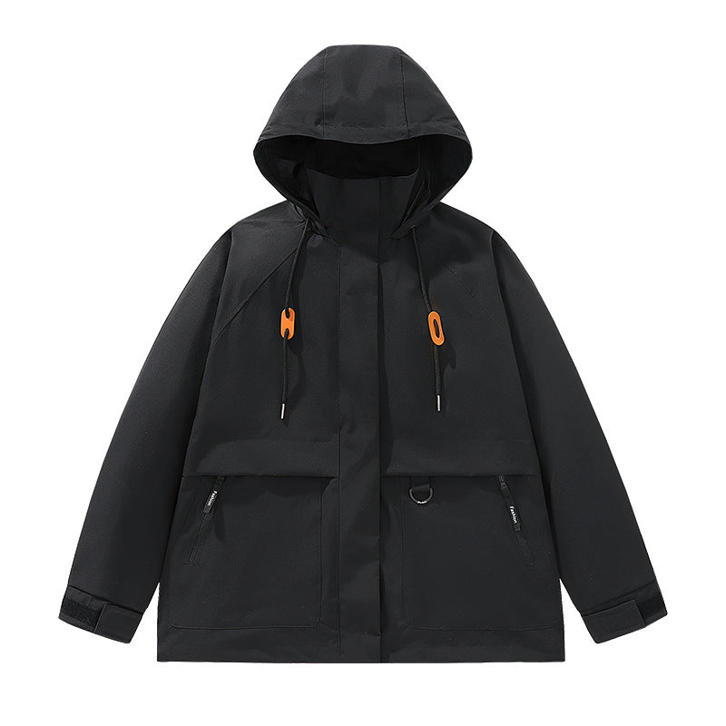 Herren funktionale Freizeitjacke mit verstellbarem Kapuzenkragen und großen Taschen Aliams