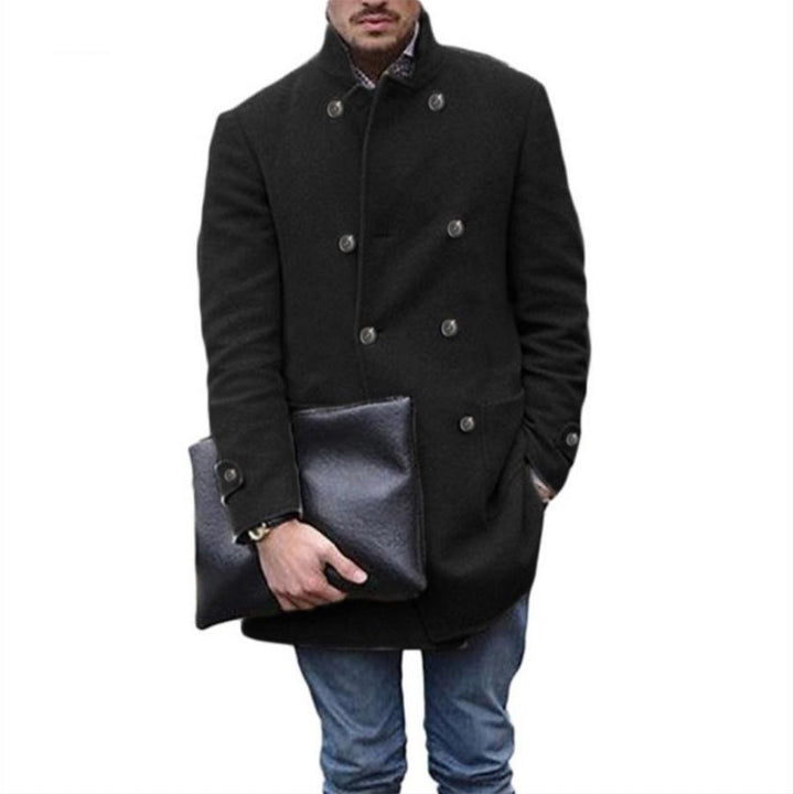 Herren eleganter Woll-Dufflecoat mit doppelter Knopfreihe und praktischen Taschen Aliams