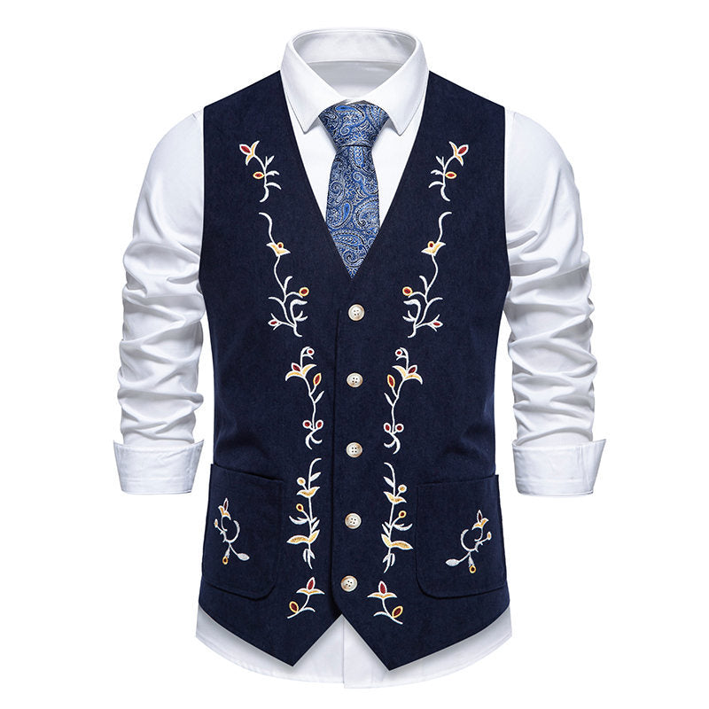 Herren elegante Weste mit floralem Design und praktischen Taschen Aliams
