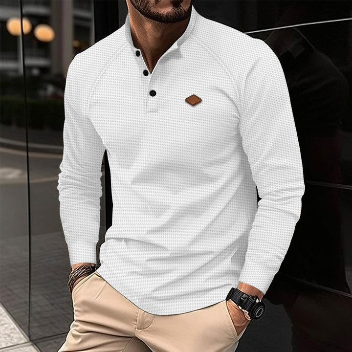 Herren Poloshirt mit modernem Stehkragen und strukturiertem Design Aliams