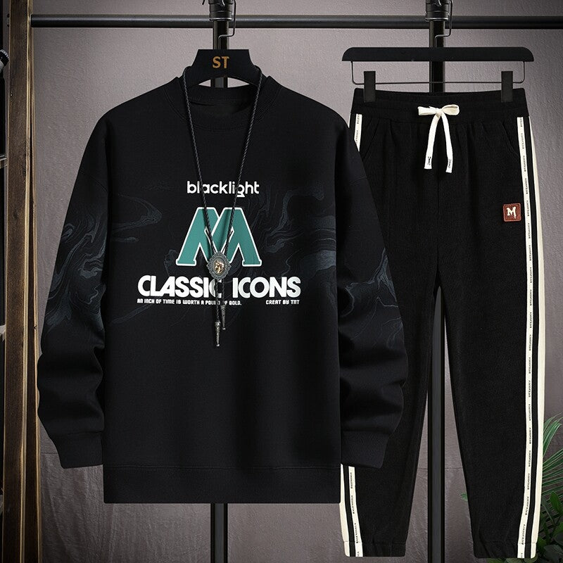 Herren Freizeitanzug mit grafischem Druck und seitlichen Akzenten Aliams