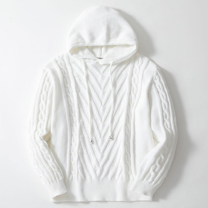 Herren Kapuzenpullover mit strukturiertem Zopfmuster und elastischem Bund Aliams