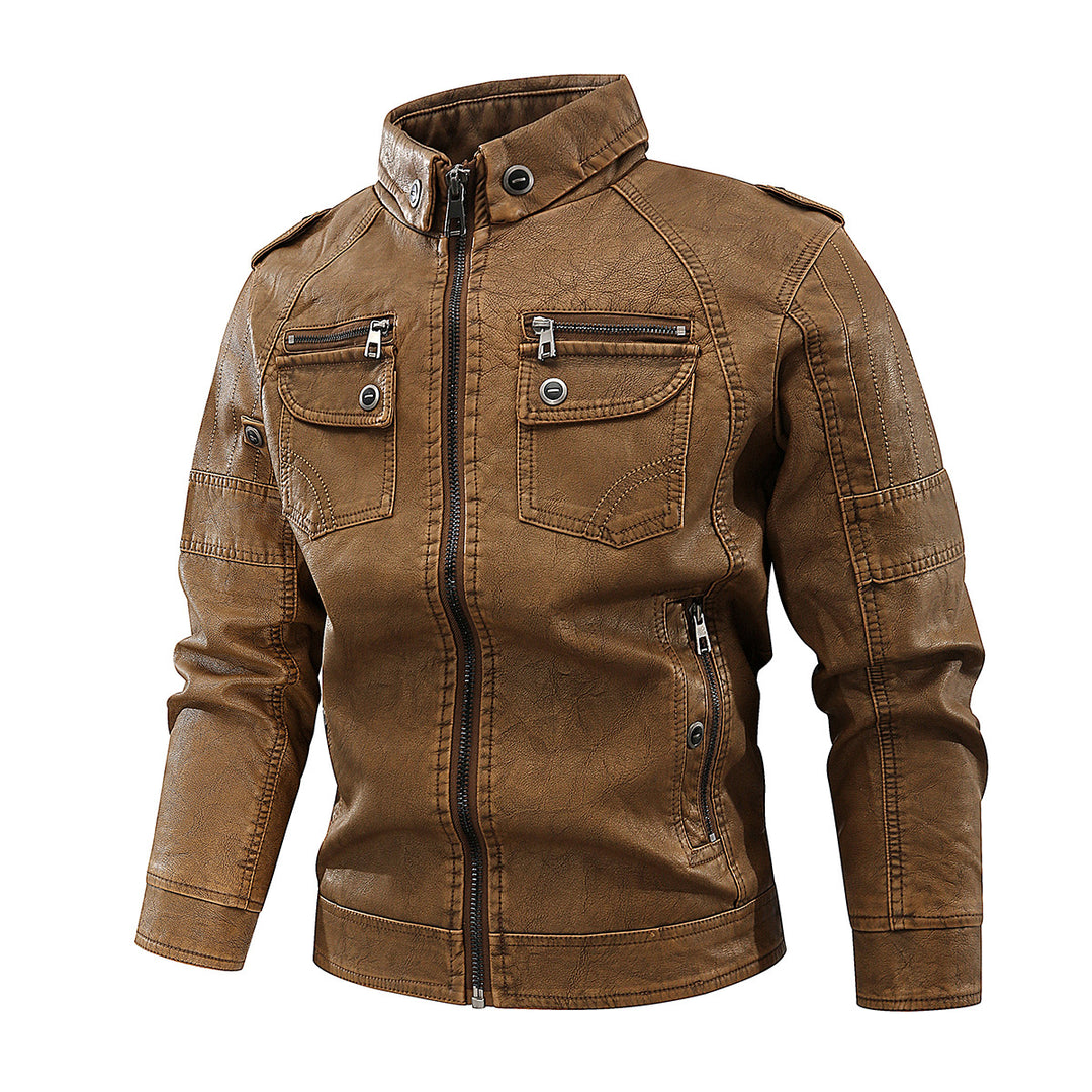 Herren stylische Bikerjacke mit praktischen Taschen und hochgeschlossenem Kragen Aliams