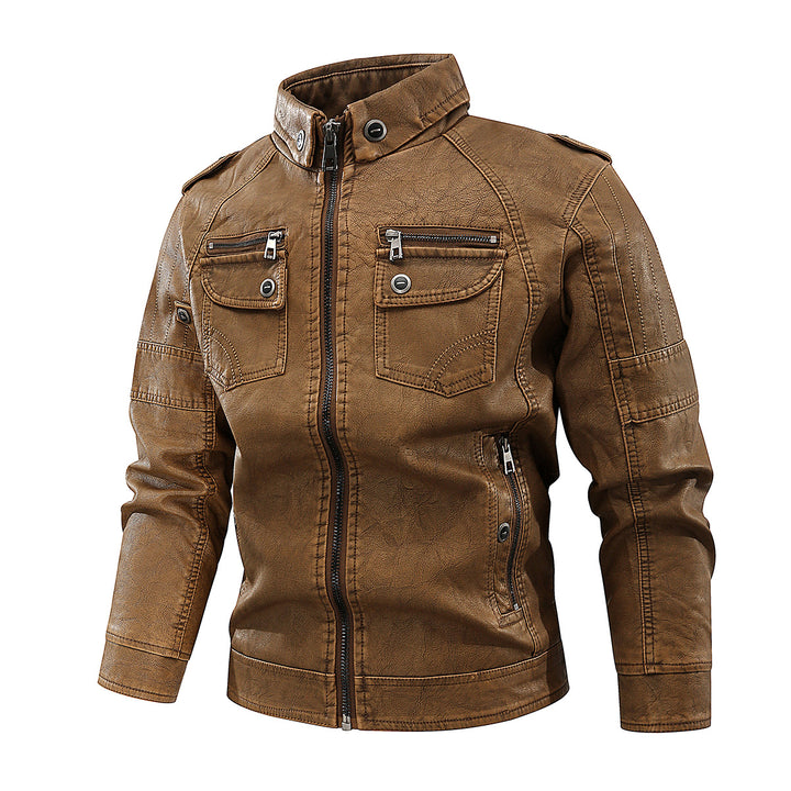 Herren stylische Bikerjacke mit praktischen Taschen und hochgeschlossenem Kragen Aliams