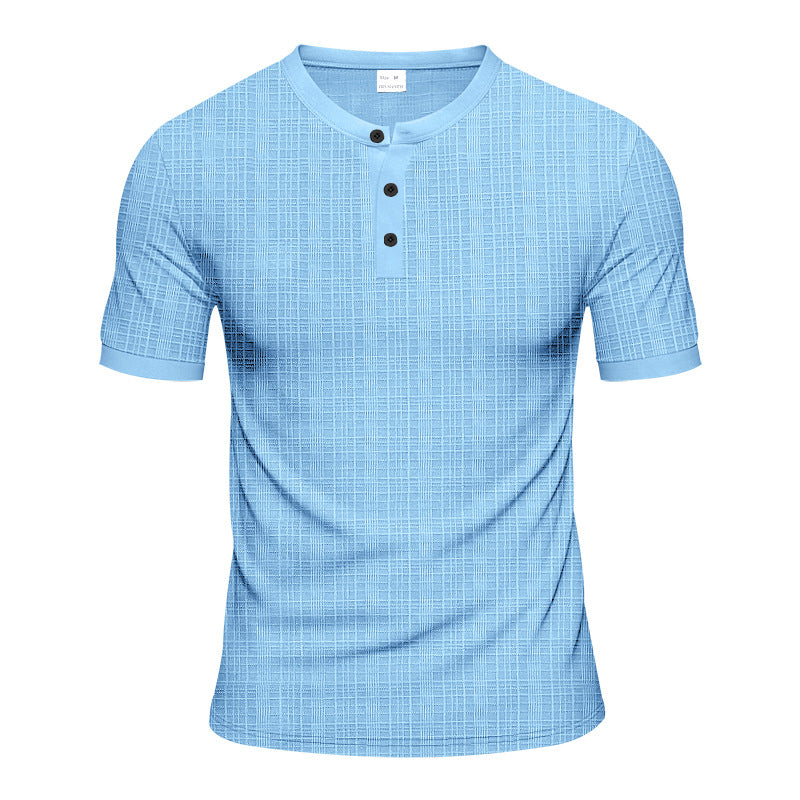 Herren Kurzarm-Henley-Shirt mit moderner Knopfleiste und subtiler Struktur Aliams