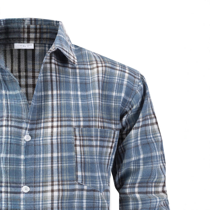 Herren kariertes Langarmhemd mit moderner Passform und praktischer Brusttasche Aliams