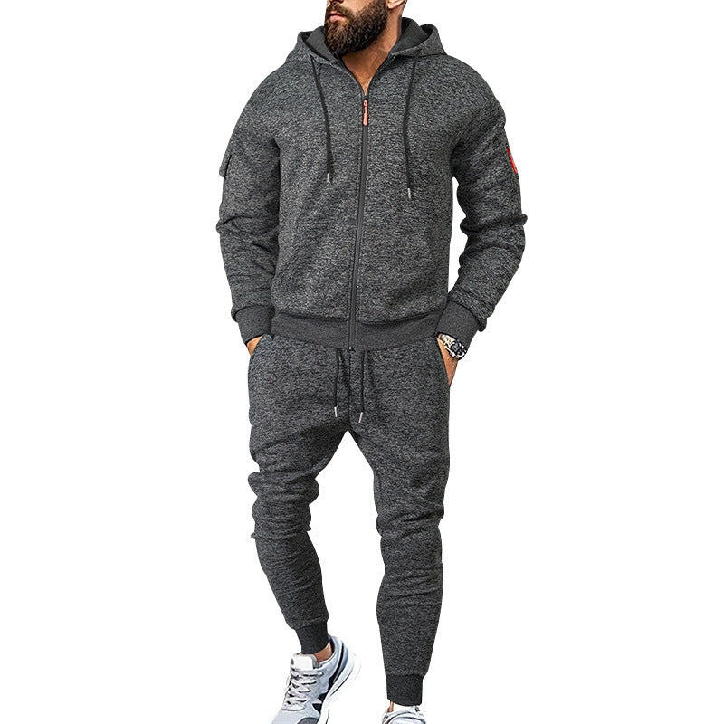 Herren Sportlicher Kapuzensweatanzug mit funktionalen Reißverschlusstaschen Aliams