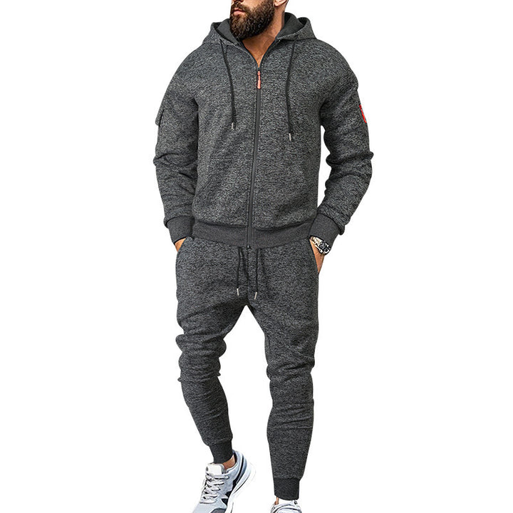 Herren Sportlicher Kapuzensweatanzug mit funktionalen Reißverschlusstaschen Aliams
