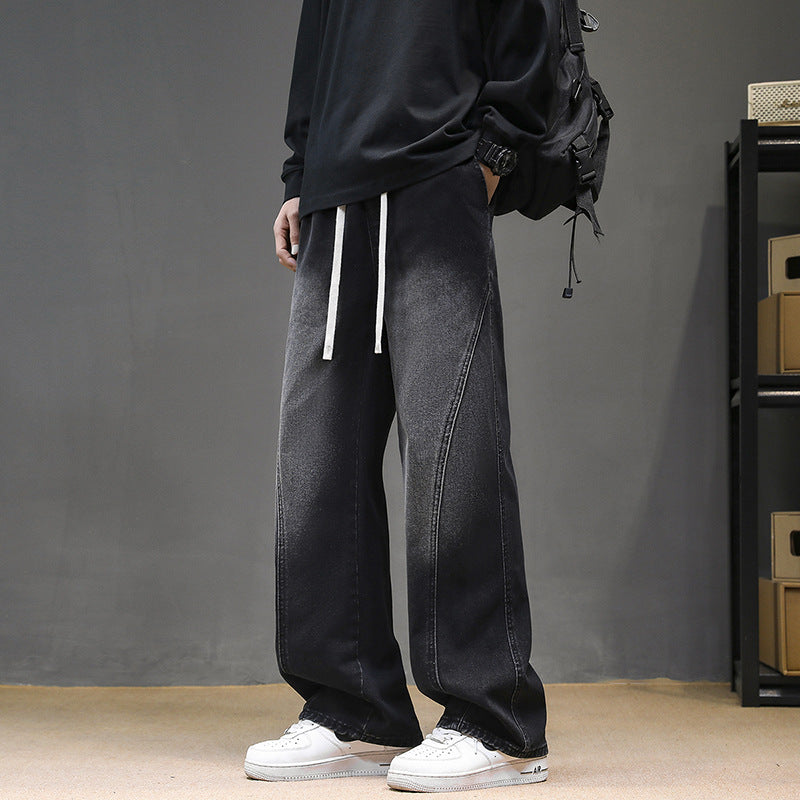 Herren Weitgeschnittene Jeanshose mit elastischem Bund und modernem Design Aliams